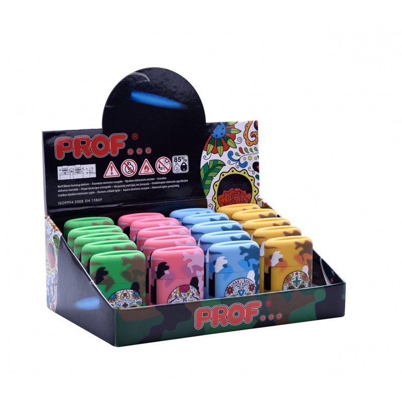 Confezione Box 20 Pz Accendini Elettronici Ricaricabili Capsule Camouflage dfh