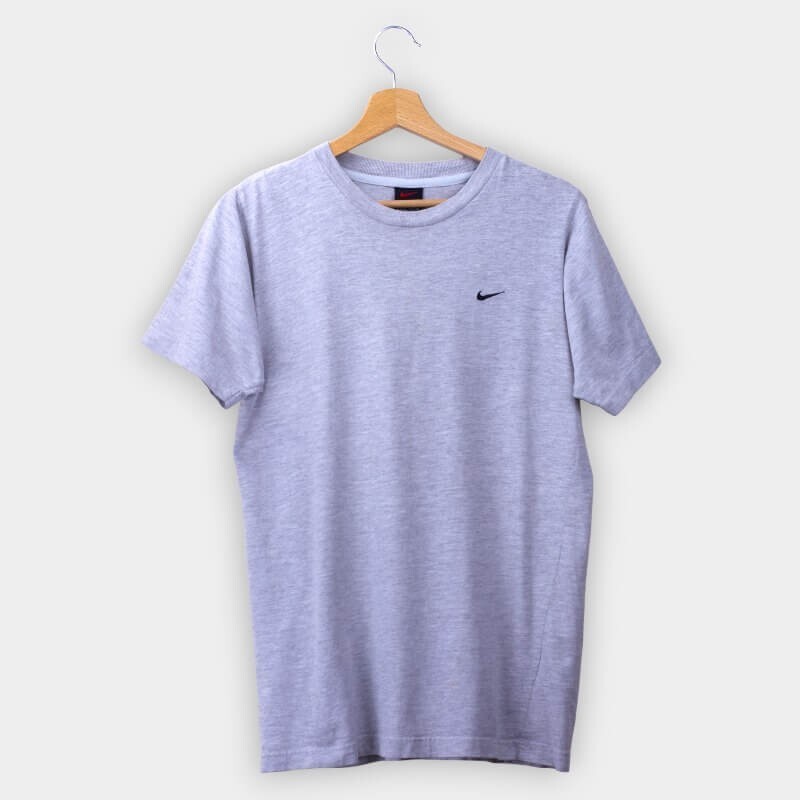 Vintage Nike Spell Out T-Shirt Oberteil Tee 90er Grau Swoosh Logo Herren S Sm...