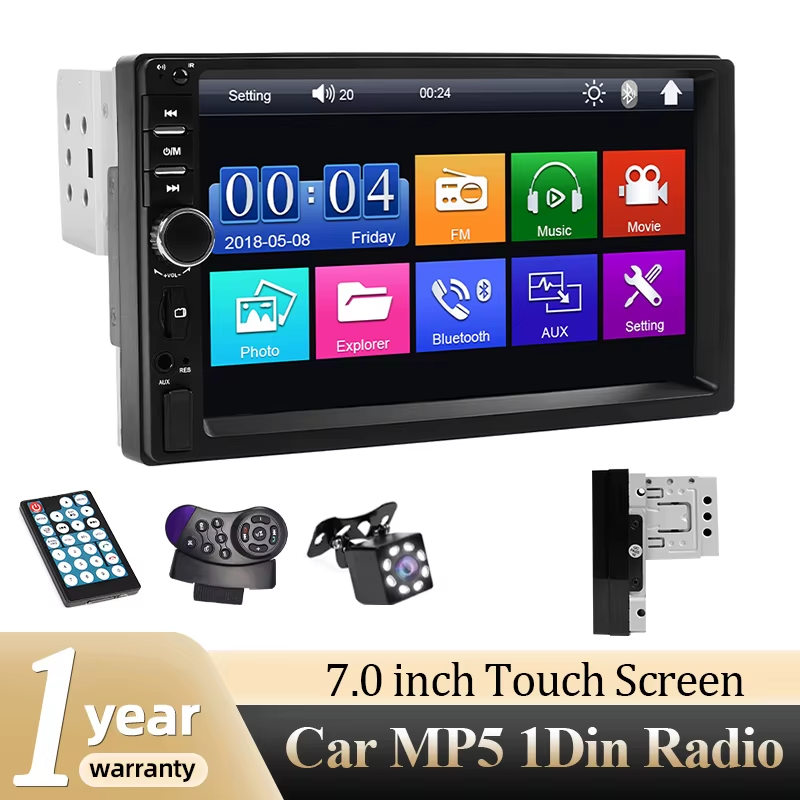 7 Inch 1 Din Car Radio MP5 Multimedia Player Touch Screen FM Aux Input USB Mirro