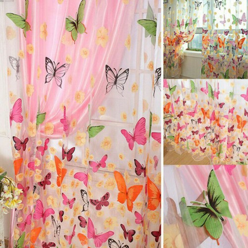 Butterfly Voile Curtain With Matching Piping Kitchen Blind Cafe