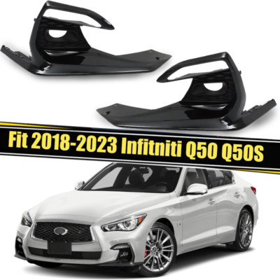 Fog Light Cover Glossy Black Bezel For Infiniti Q50 Q50S Sport 2018-2020-2023