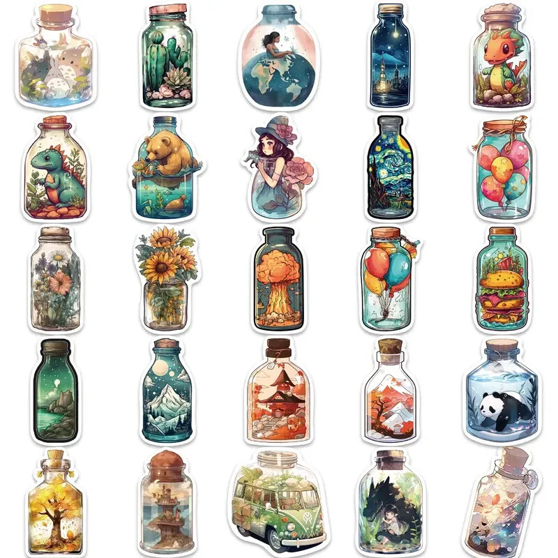 50 Cool World in a Bottle Stickers for Laptop/Water Bottle/Phone Case/Skateboard