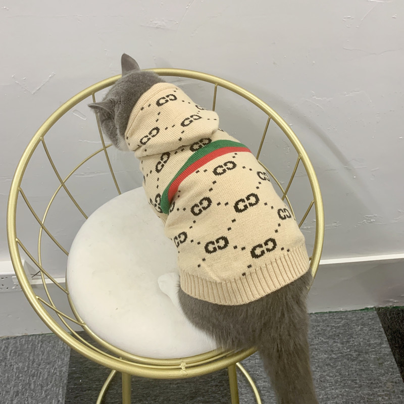 Luxury Fashion Hoodie Sweater Dog Apparel Pet Clothes, High Quality, Black Beige