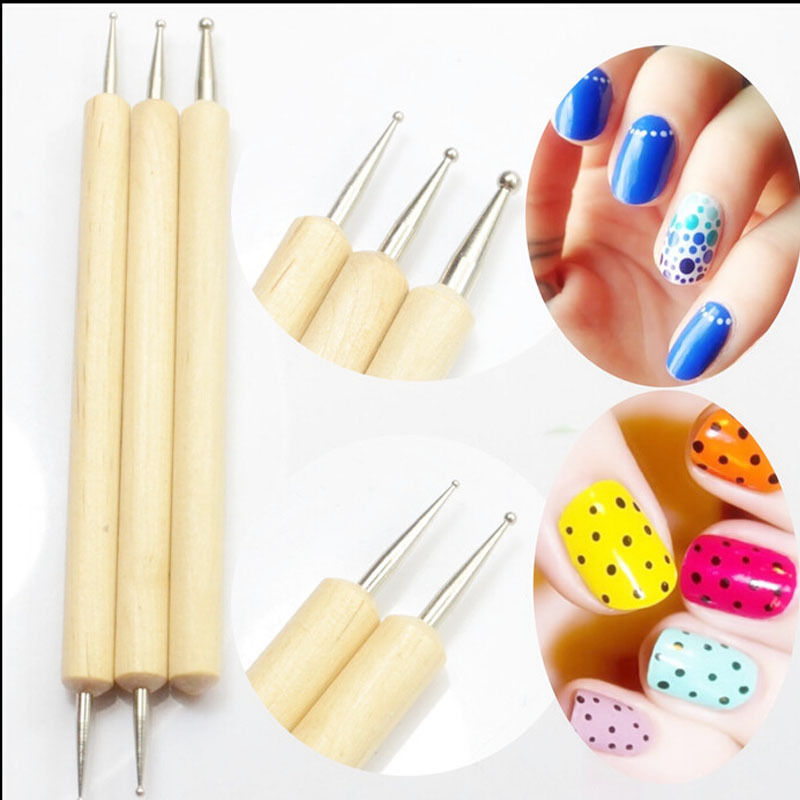 5Pcs Wood Wooden Nail Art Polish Dot Painting Dotting 2 ways Pen Tips Tool USA