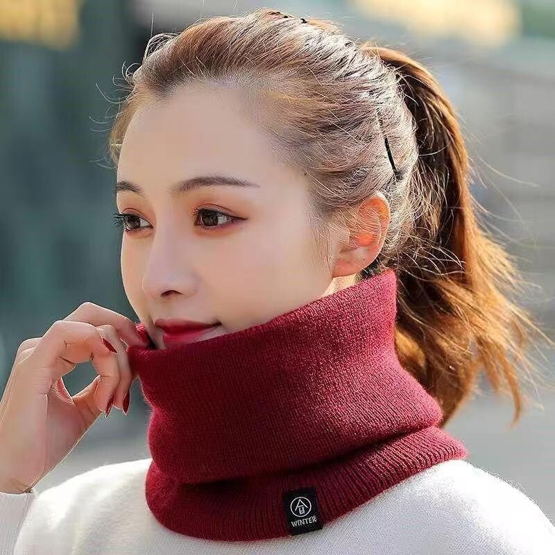 Neck Warmer Scarf Soft Double Layer Knit Loop Fleece for Women Men Warm Winter