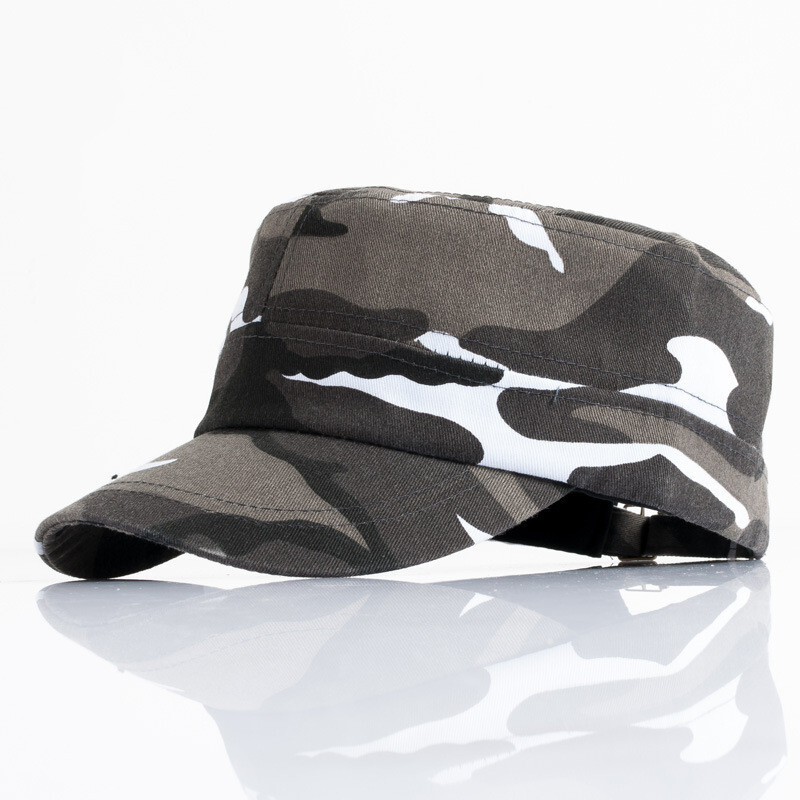 Stile Militare Uomo Camouflage Cappello Piatto Top Regolabile Baseball Pesca
