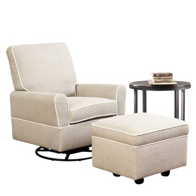 Abbyson Living Grayson Swivel Glider with Gliding Ottoman in Gray