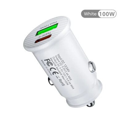 100W Mini Car Charger Adapter & USB-C Cable For iPhone 13 12 11 Pro Max 14Plus 8