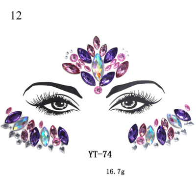 Face Gems Adhesive Glitter Jewel Tattoo Sticker Festival Rave Party Body Make Up