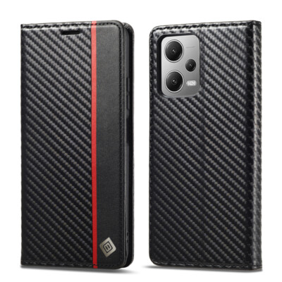 For Xiaomi Redmi Note 11s/12s/13 Pro Carbon Fibre Wallet Case Leather Flip Cover