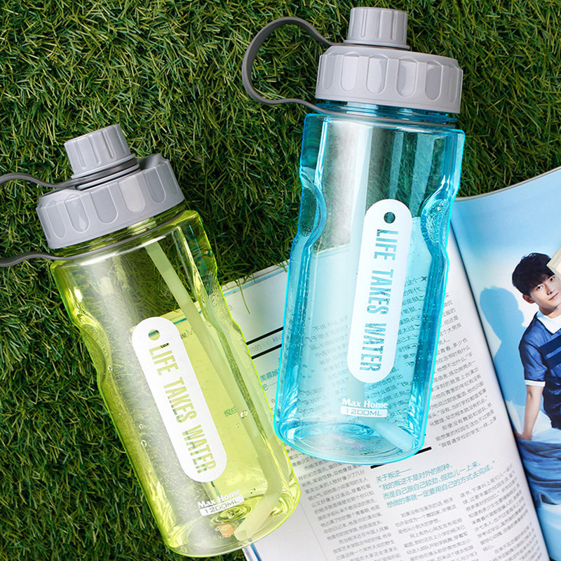 1.2L-2L Portable Large Water Drinks Bottle w/ Straw Sports Cycling Hiking Gym