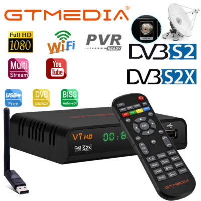 HD FTA Sat Receiver DVB-S/S2/S2X Satellite Dish KU/C Band Decoder DVR + USB WIFI