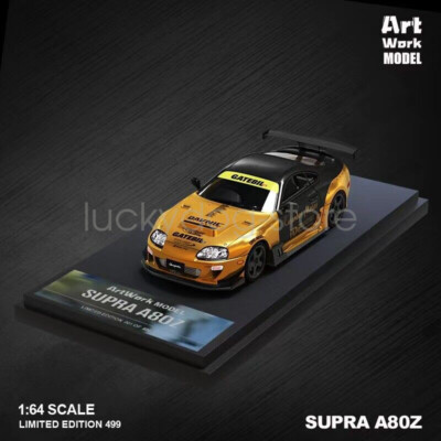 Time Micro x Artwork 1:64 Supra A80 Gold Diecast Model Car New Gift