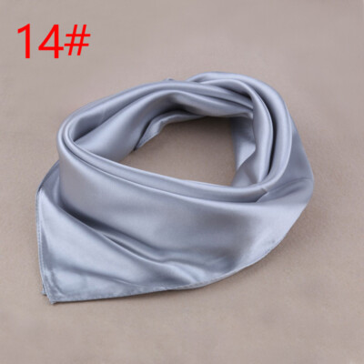 Women Solid Neck Neckerchief Soft Silk Bandana Square Wrap Scarf Head
