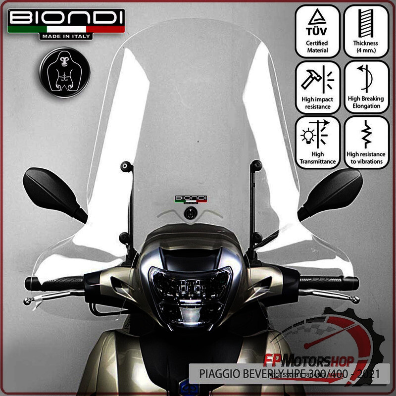PARABREZZA PER SCOOTER PIAGGIO BEVERLY 300/400 HPE BIONDI 8061298 SPESSORE 4mm