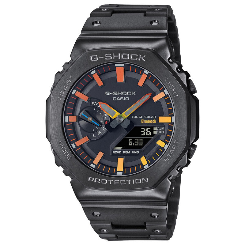 Pre-owned Casio G-shock Gm-b2100bpc-1ajf Rainbow Metal Case Band Solar Bluetooth Men Watch