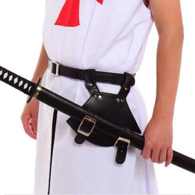 Medieval Sword Frog Holster With Belt PU Leather Rapier Scabbard Holder Belt New