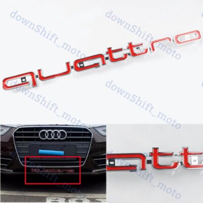 Red QUATTRO Logo Emblem Front Grille Badge For AUDI A3 A5 Q3 Q5 Q7 TT S-line X1