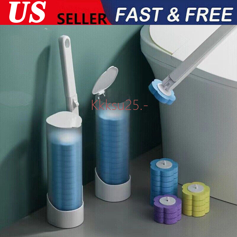 Brush Wands Toilet Brush Bowl Cleaners Replaceable Head Set 