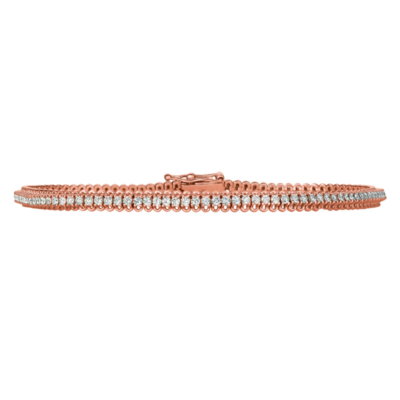 Pre-owned Morris 1.50 Ct Natural Diamond Soft Tennis Bracelet Si In 14k Rose Gold 110 Stones