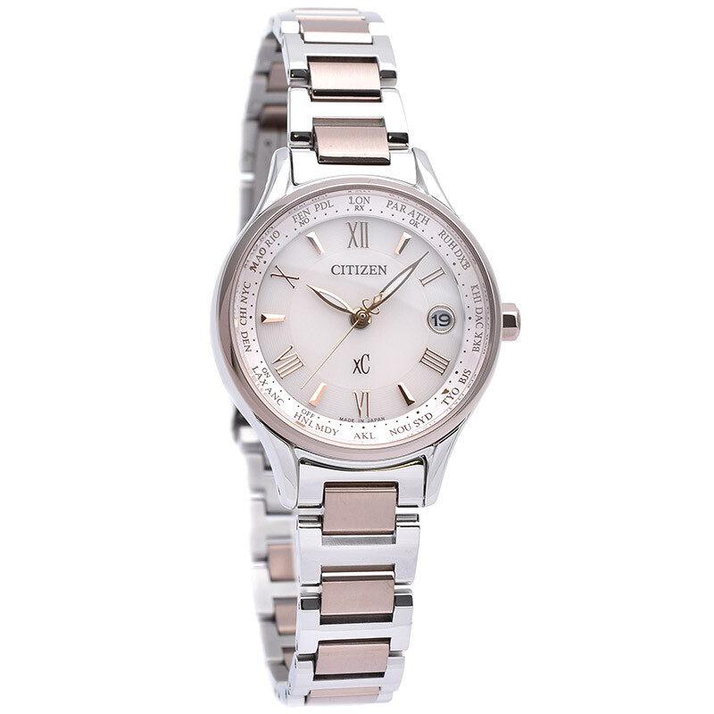 Pre-owned Citizen Xc Ec1165-51w Basic Collection Eco-drive Titanium Radio Solar Watch