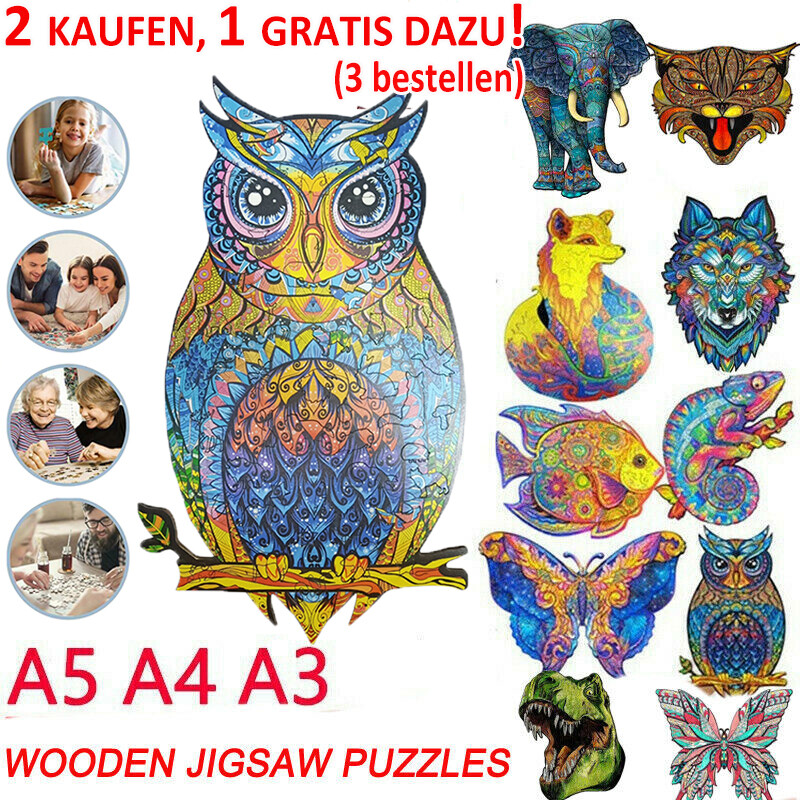 Geheimnisvolle Tiere Puzzle Holzpuzzle Kinder Familienspiel Lernspielze Geschenk
