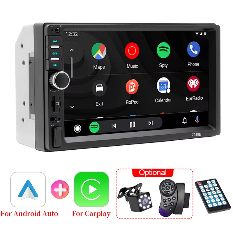2din Car Radio MP5 Multimedia Player 7" Touch Screen Wired CarPlay Android AUTO