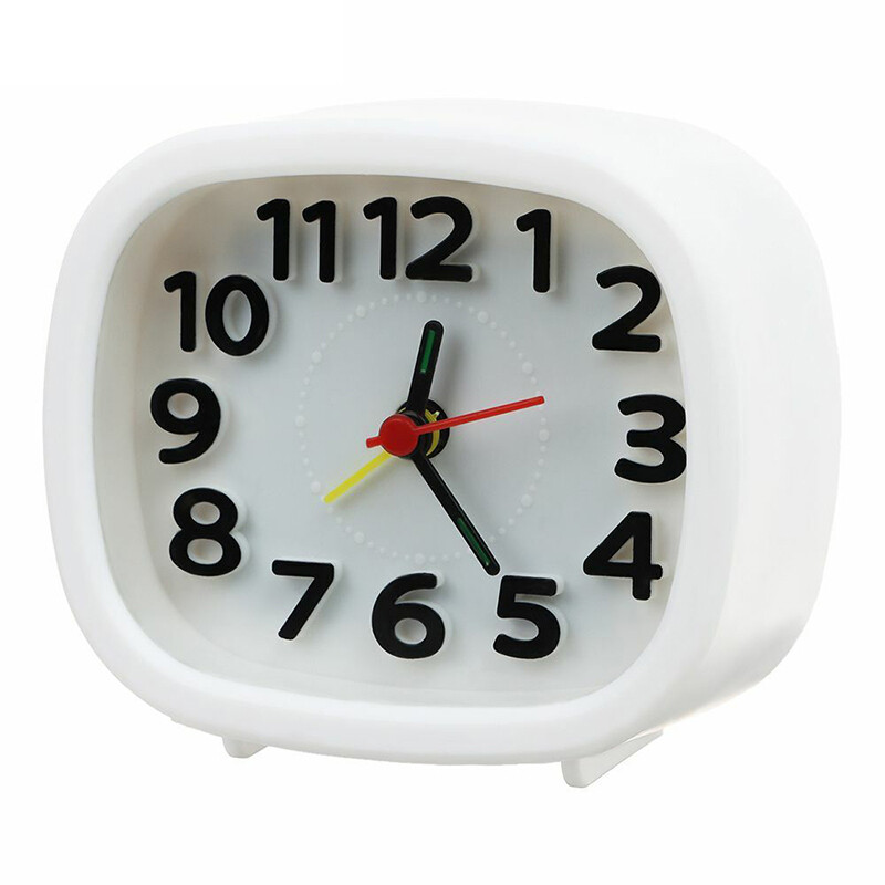 New Battery Operate Quartz Alarm Clock Night Light No Tick Bedroom Bedside A