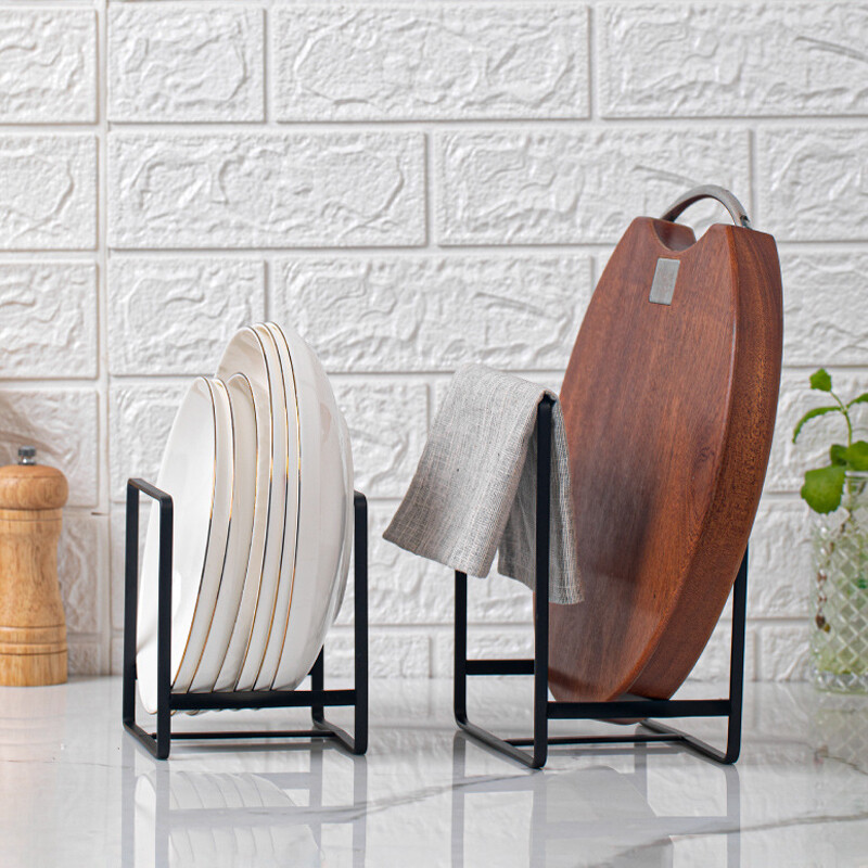 2X Upright Plate Storage Rack Metal Holders Kitchen Dish
