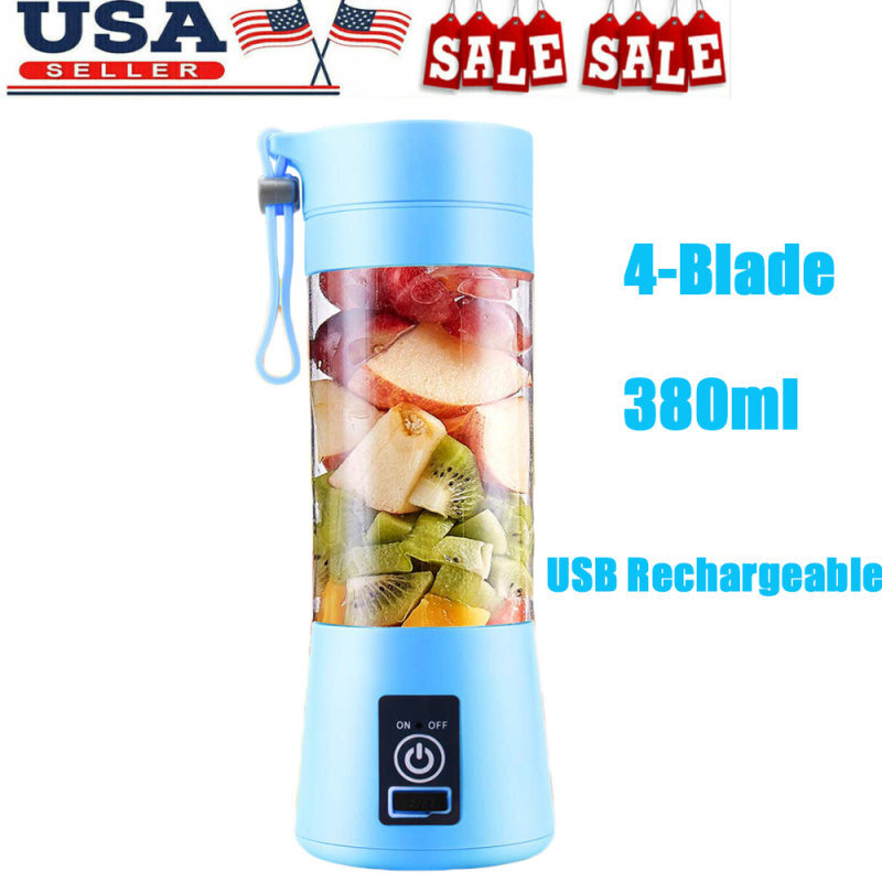 Portable Blender Juicer Cup Rechargeable Smoothies Mixer Fruit Machine Kit Blue