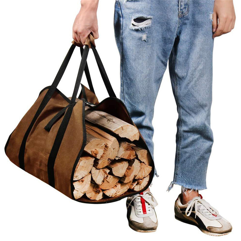 Firewood Log Carrier Bag Heavy Duty Log Tote Bags Holder for Indoor Outdoor Tool