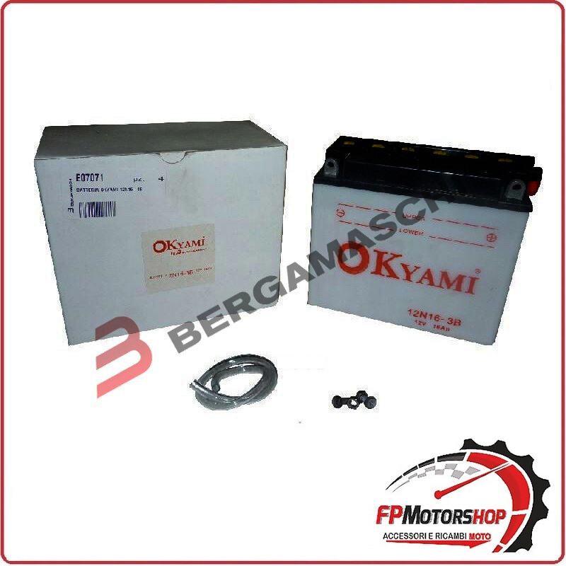 BATTERIA PER MOTO OKYAMI 12N16-3B 12V 16AH 175X100X155MM CCA160