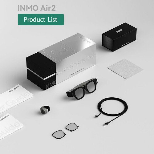 INMO Air2 Air 2 Wireless Smart AR Glasses All-in-One Full Color w/Bluetooth Ring