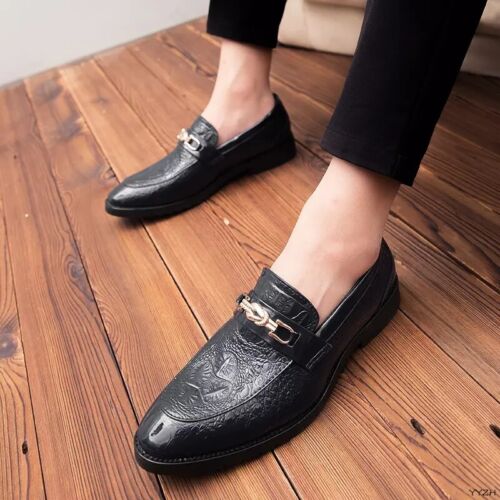 2019 Mens Pointy Toe Casual Leather Dress Formal Wedding Business Loafers Shoes