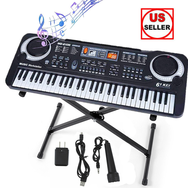 61 Key  Digital Music Electronic Keyboard Piano Keyboard with Mic / X-Stand Kids