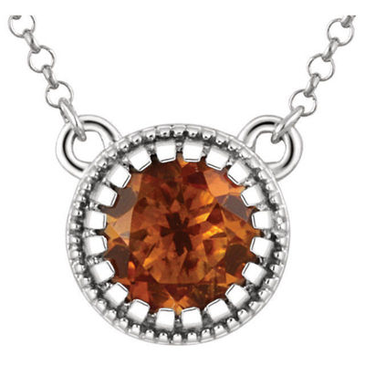 JADiamonds Citrine "November" 18" Birtstone Necklace In 14K White Gold