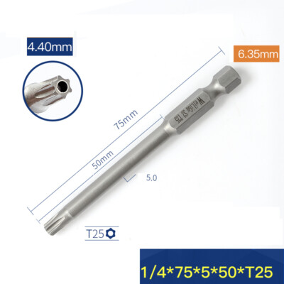 TX Longbit with Hole for Torx Screws with Security Pin T5 -T50 1/4''Star Bits Set