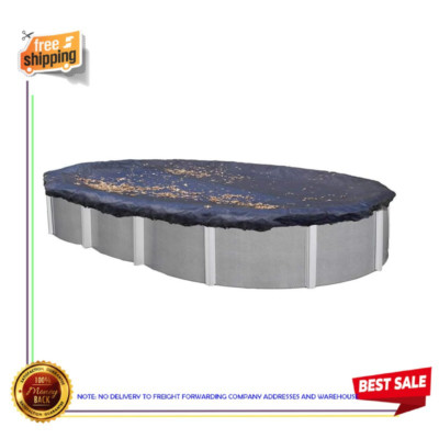 Swimline 18 x 33 Foot Oval Above Ground Heavy Winter Swimming Pool Cover, Blue