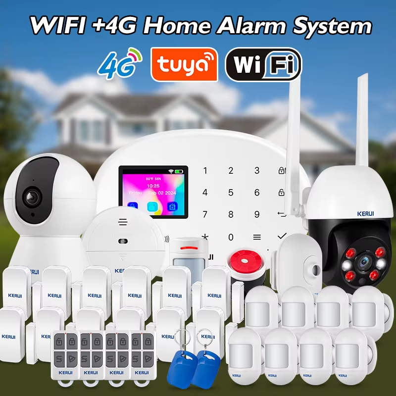 Home Burglar Alarm 4G/WIFI Wireless Anti-theft Alarm System Kits 433MHZ PIR Moti