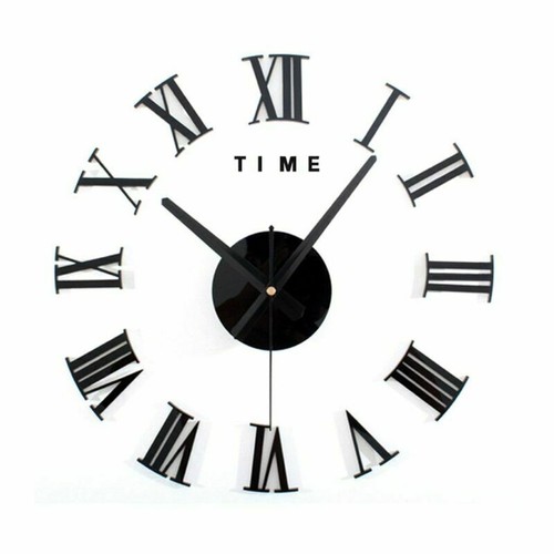 3D Large Mirror Surface Wall Clock Modern DIY Sticker Office Home Shop Art Decor