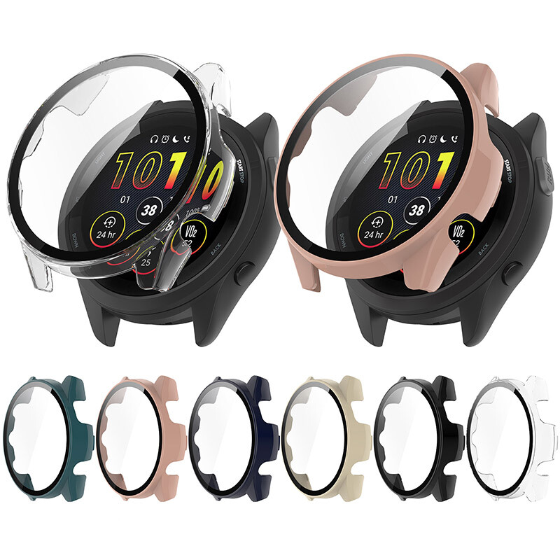For Garmin Forerunner265 265S PC+Tempered Glass Screen Full Protector Case Cover