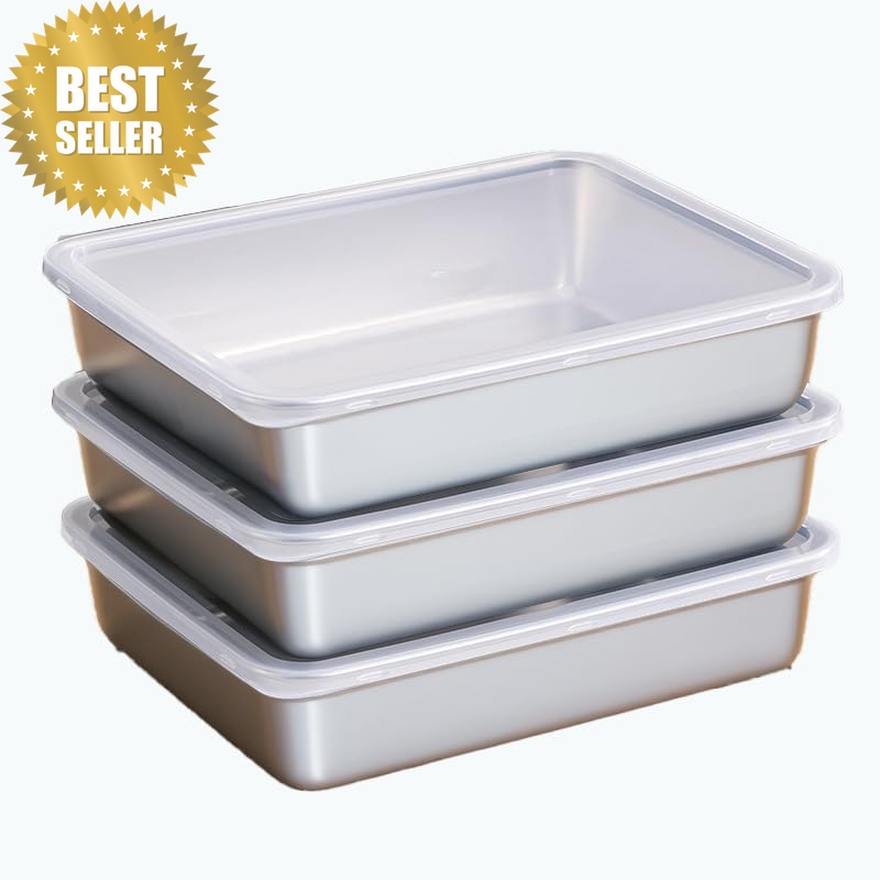 3 Pk Stainless Steel Food Containers Crisper Set Leak Proof Freezer Oven