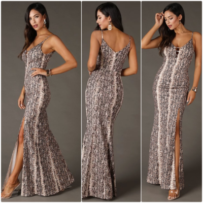 snakeskin maxi dress