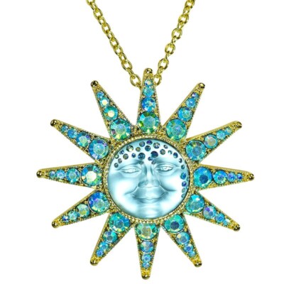 Kirks Folly Stella Luna Goddess Seaview Moon Pin Pendant with Necklace GT Aqua