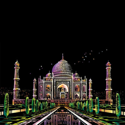 40.5*28.5Cm Kids Coloring Scratch Picture DIY Toy of City Night View/Adult Handm