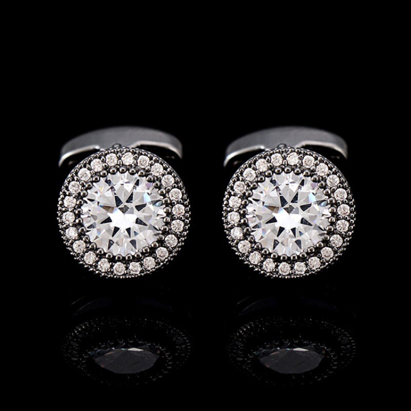 1 Pair Formal Men Crystal Cufflinks Shirt Cuff Links for Wedding Accessory Decor