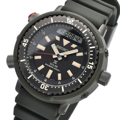 Pre-owned Seiko Prospex Sbeq009 Solar Hybrid Diver Street Series Watch Black Dial Men's