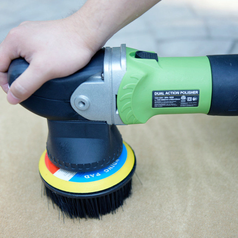 1Pc Upholstery 5" Rounded Brush HookNLoop Back Attachment 2" Bristles