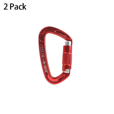 24KN Aluminum Auto Locking Carabiner Clips - Large Heavy Duty D-Rings 2 Pack