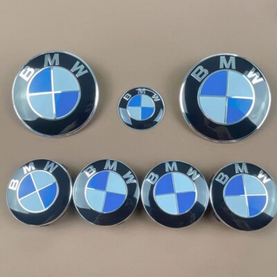 7PCS Genuine For B-M-W 50th Anniversary HubCaps Steering Wheel Emblem Badge Set